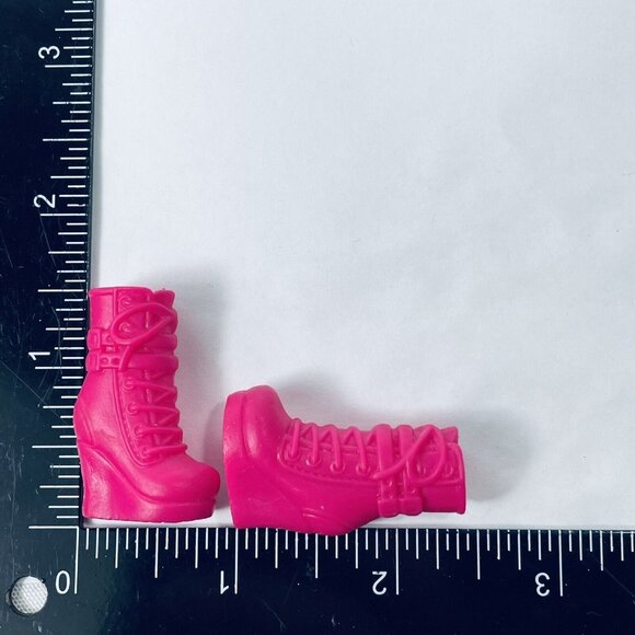Barbie Doll Shoes Fashionistas Pink Wedge Heel Ankle High Boots Mattel - Picture 8 of 10